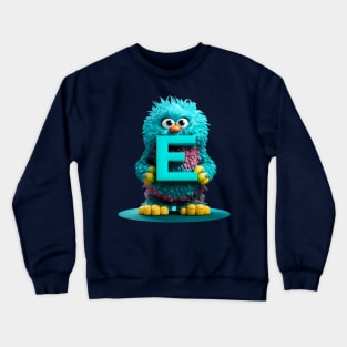 Cute Monster for Kids Alphabet Letter E Funny Back to School Crewneck Sweatshirt